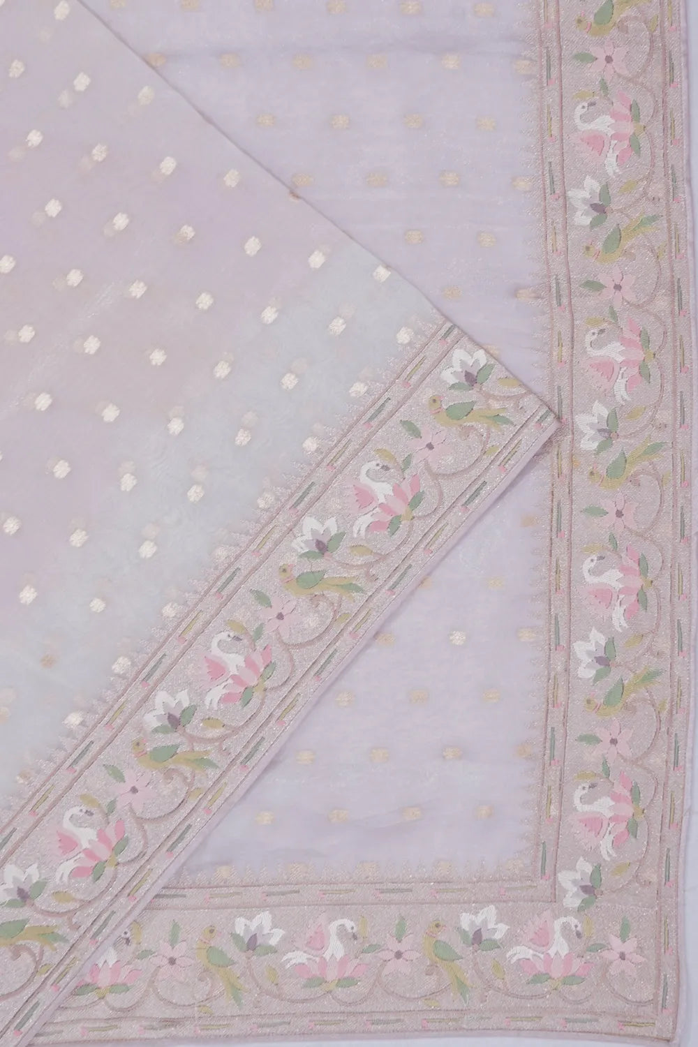 Organza Tissue Butta Pastel Pink Saree