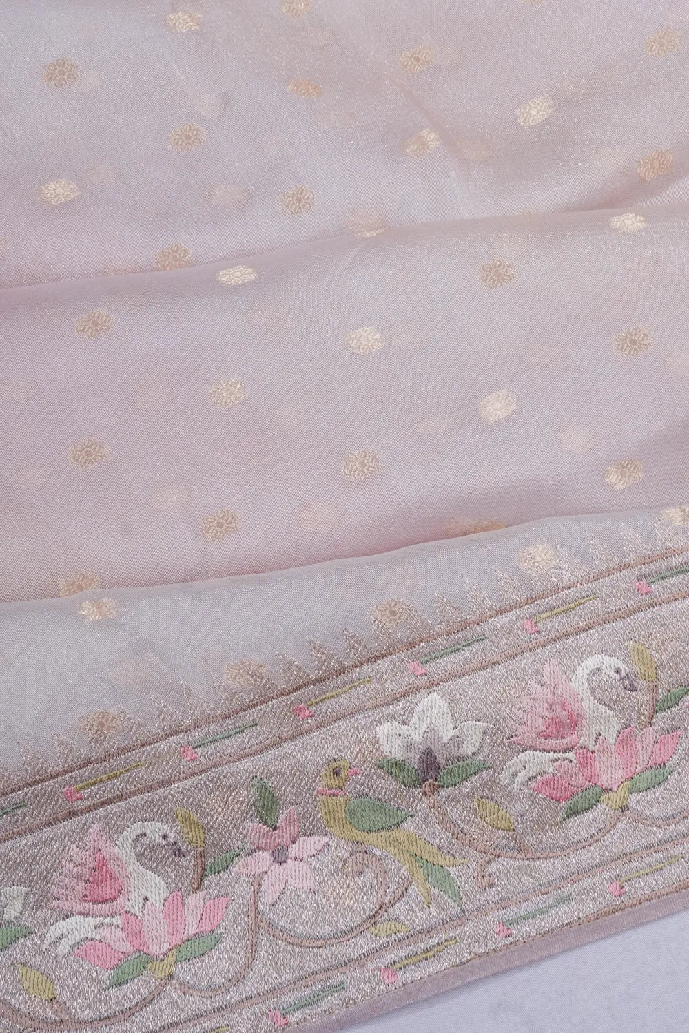 Organza Tissue Butta Pastel Pink Saree