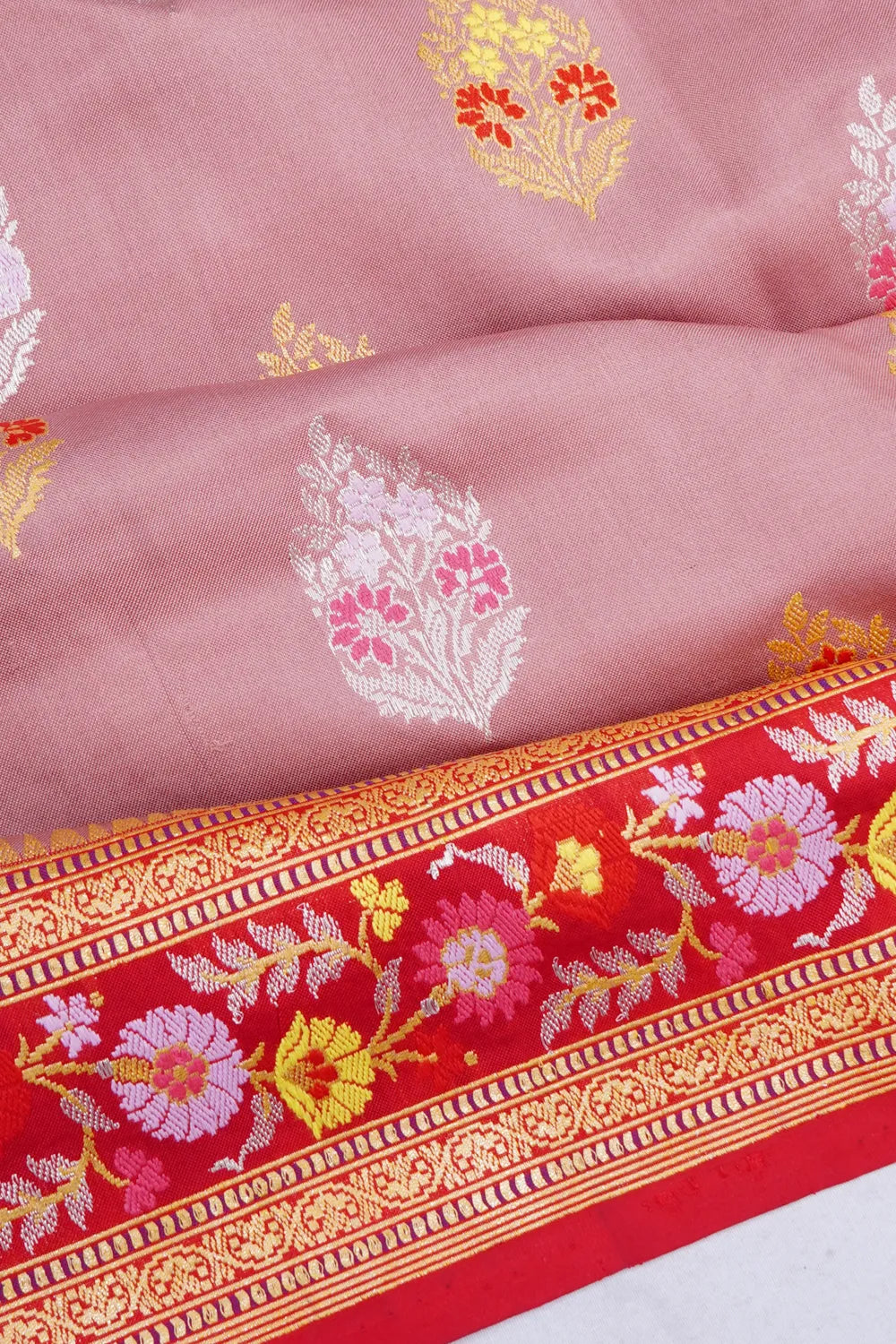 Banarasi Silk Kadwa Butta And Meenakari Lavender Saree