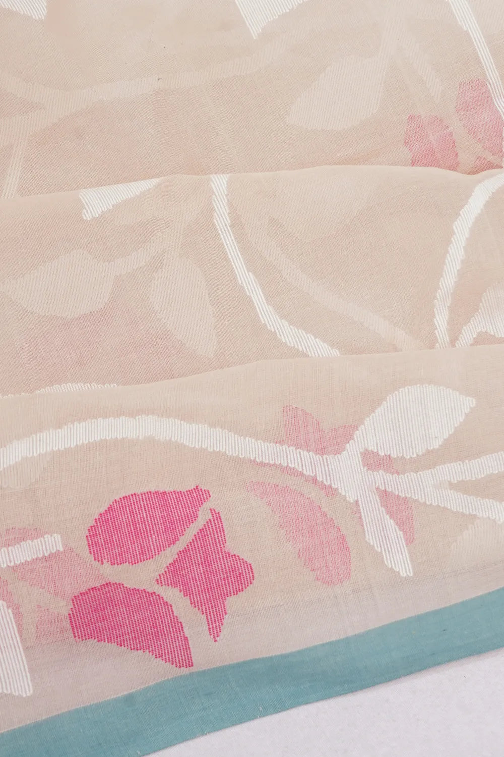 Dhakai Handspun Cotton Jaal Cream Saree