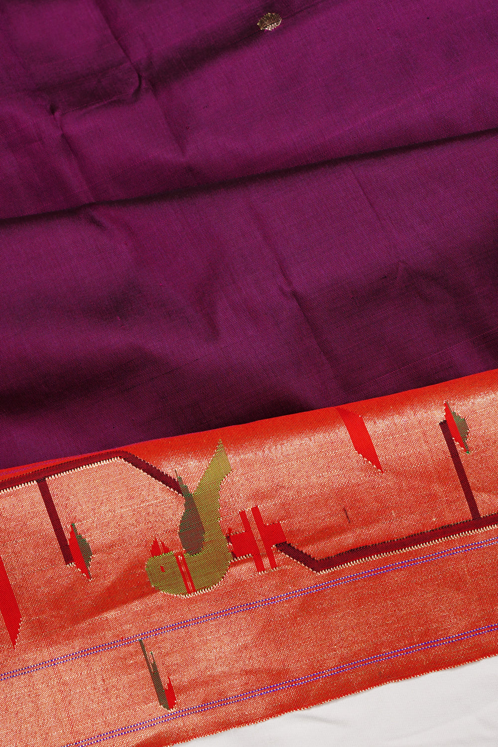 Paithani Silk Butta Purple Saree With Akruthi Border