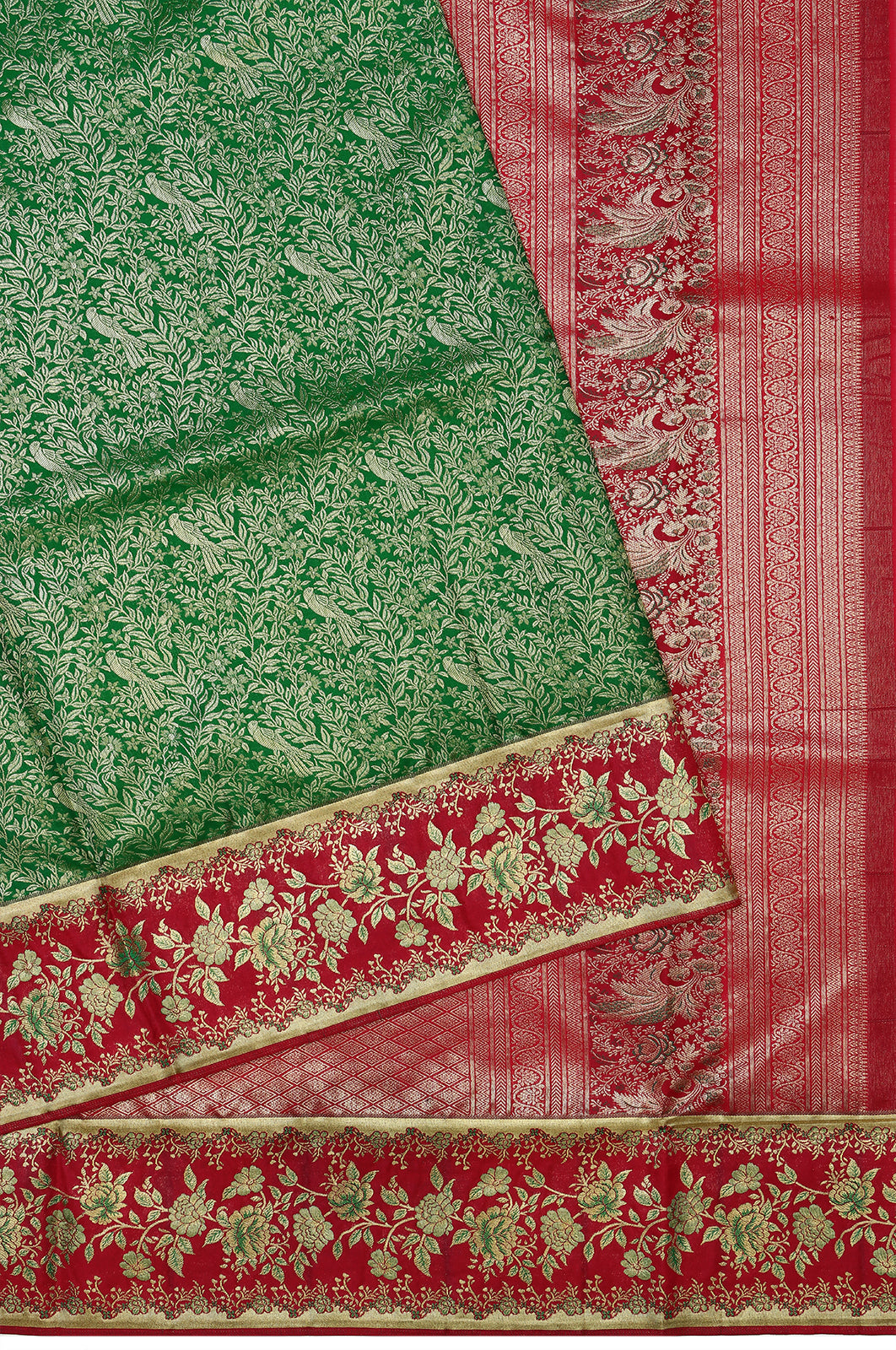 Taranga Kanchi Silk Brocade Green Saree