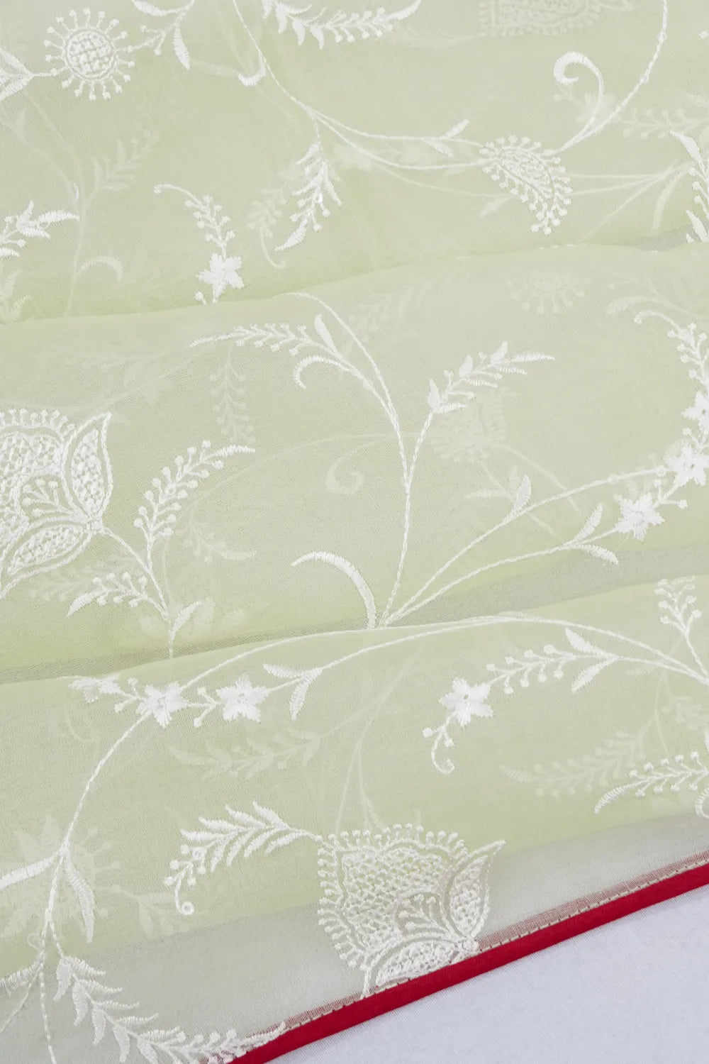 Dhakai Handspun Cotton Embroidery Jaal Pastel Green Saree With Jamdani Pallu