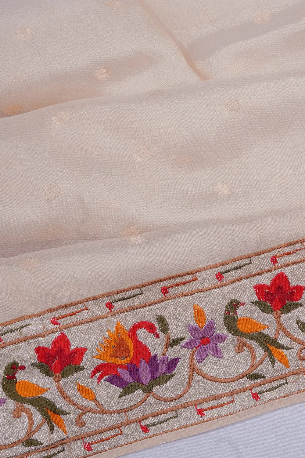 Organza Tissue Butta Peach Saree