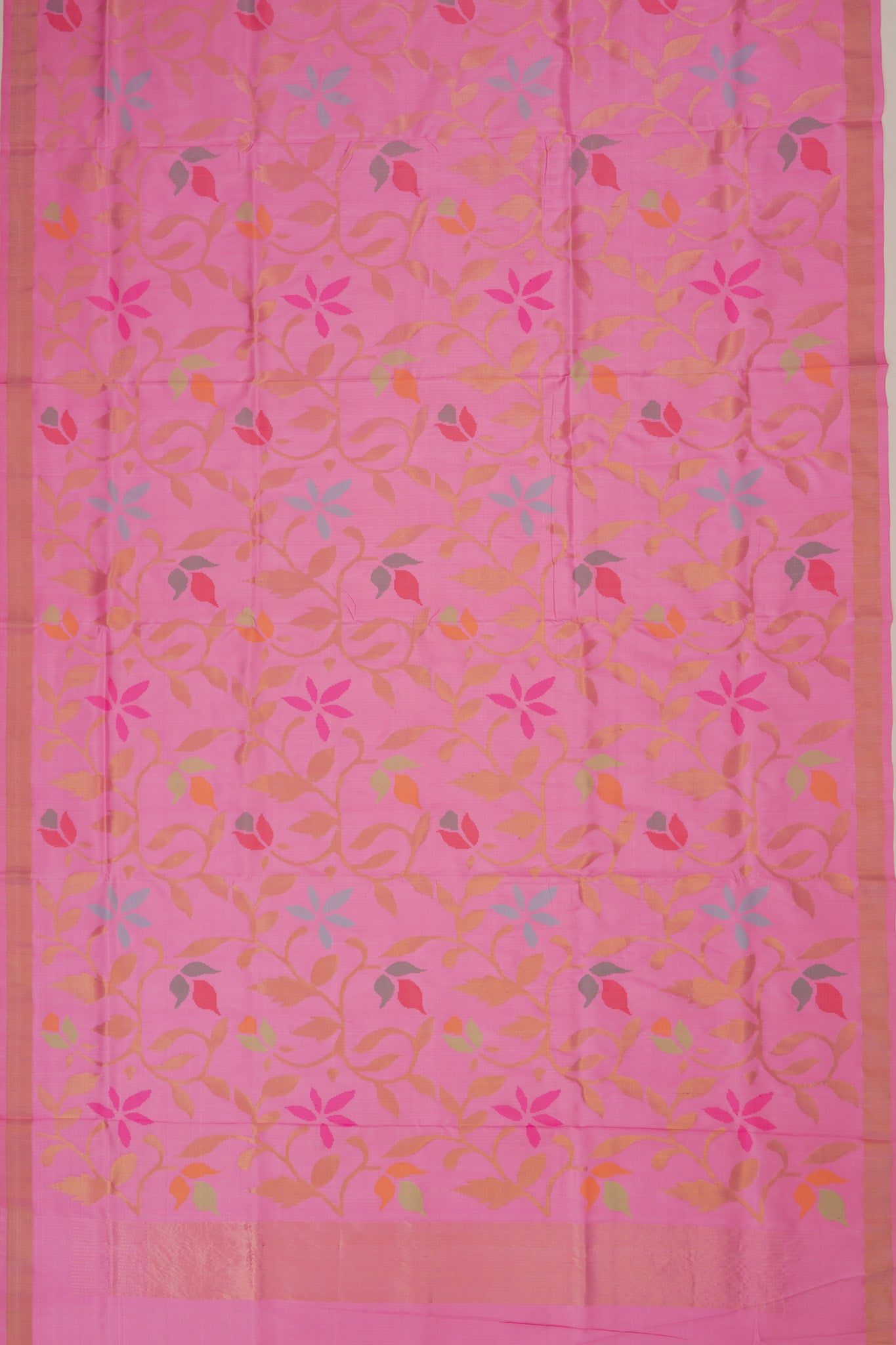 Uppada Silk Jamdani Jaal Baby Pink Saree