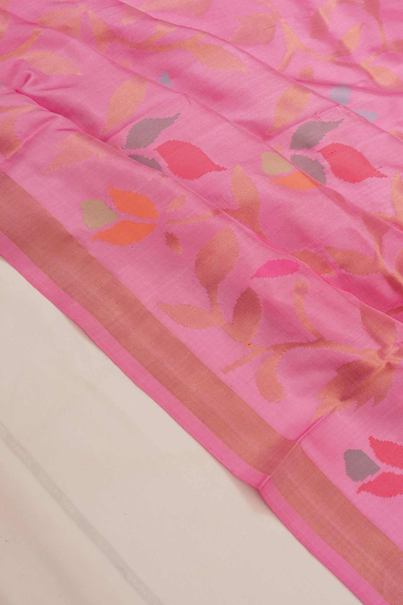 Uppada Silk Jamdani Jaal Baby Pink Saree
