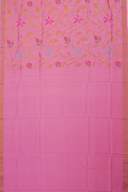 Uppada Silk Jamdani Jaal Baby Pink Saree