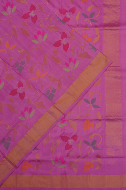 Uppada Silk Jamdani Jaal Pink Saree