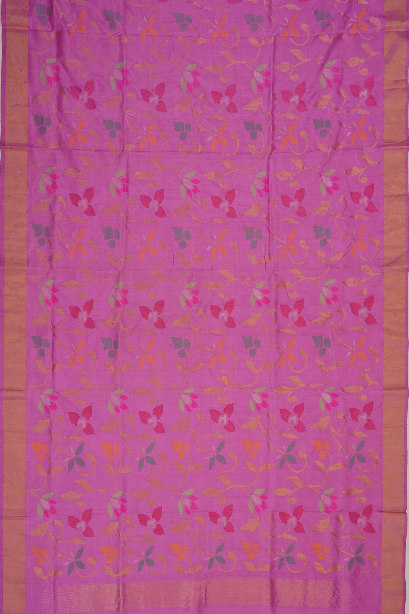 Uppada Silk Jamdani Jaal Pink Saree