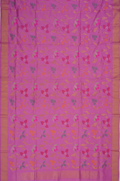 Uppada Silk Jamdani Jaal Pink Saree