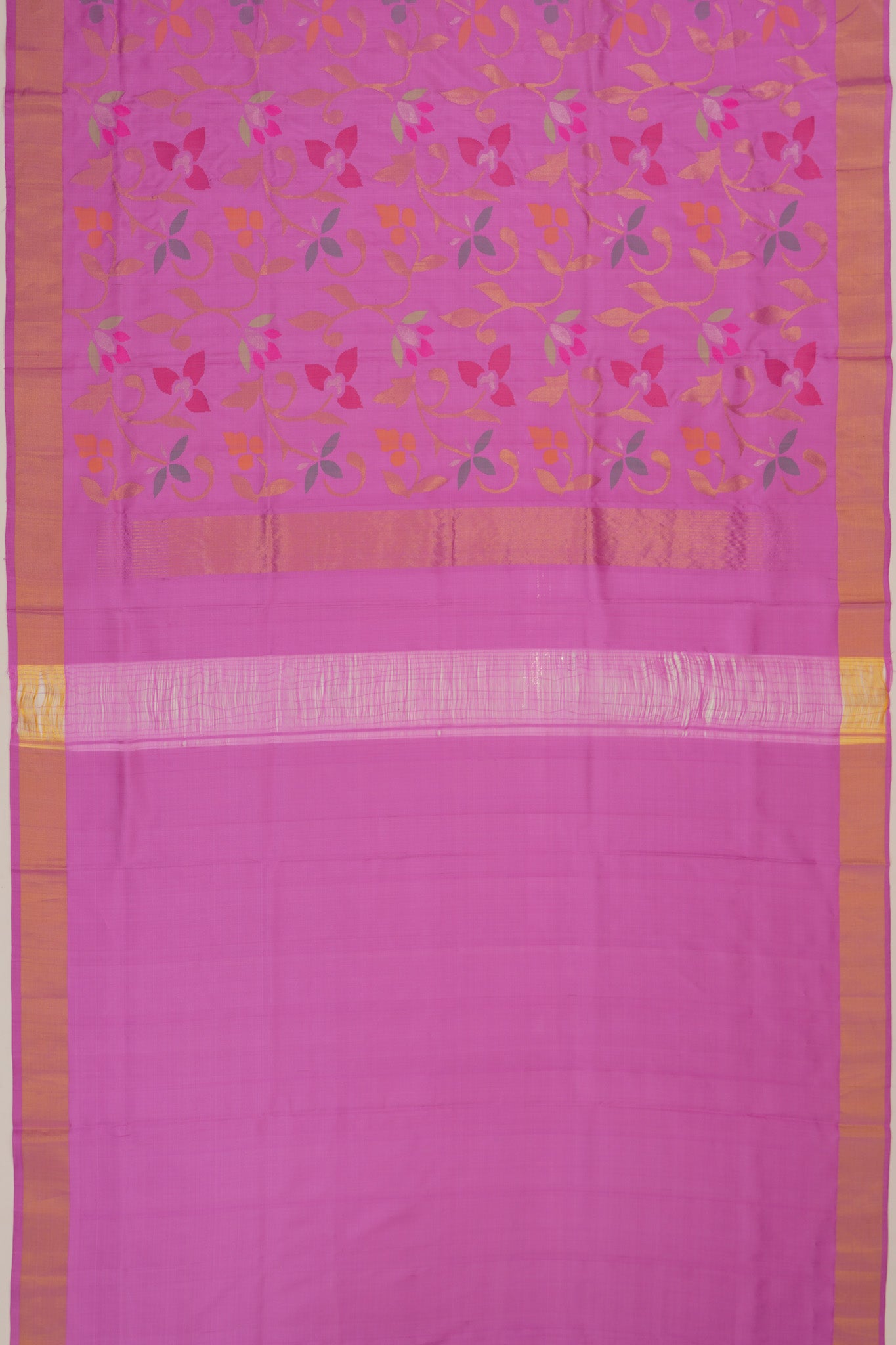 Uppada Silk Jamdani Jaal Pink Saree
