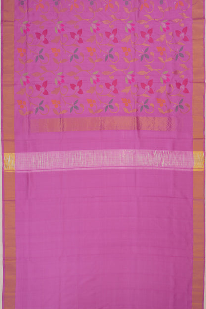 Uppada Silk Jamdani Jaal Pink Saree
