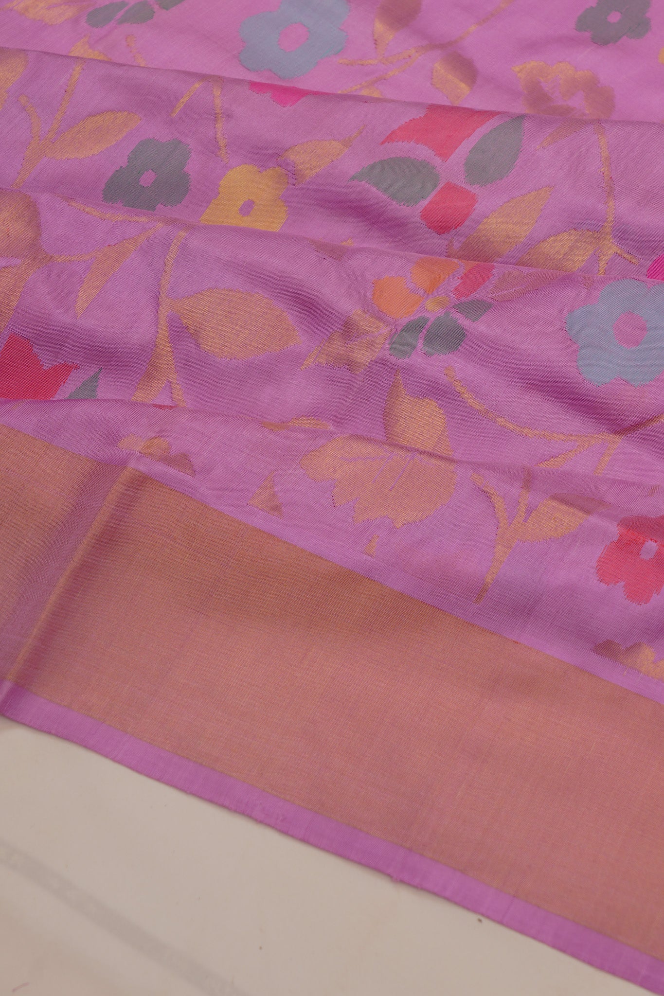 Uppada Silk Jamdani Jaal Lavender Saree