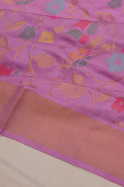 Uppada Silk Jamdani Jaal Lavender Saree