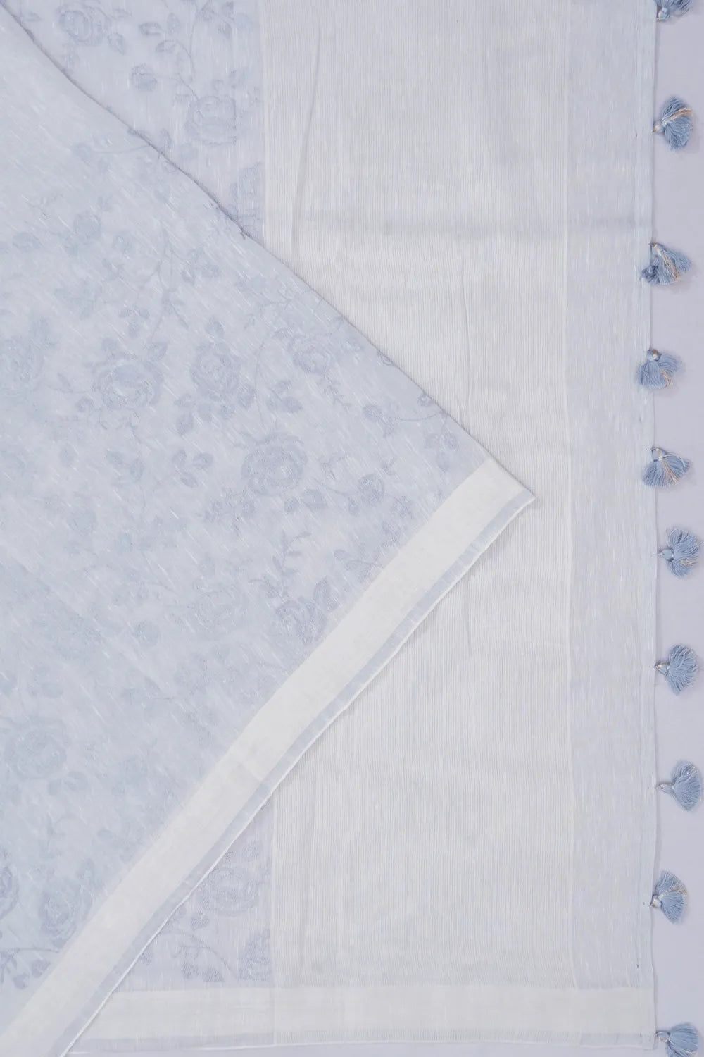 Linen Embroidery Jaal Pastel Blue Saree