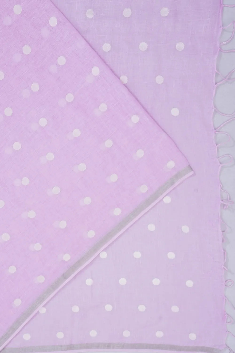 Linen Polka Dot Butta Baby Pink Saree
