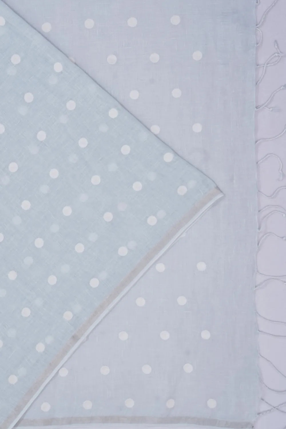 Linen Polka Dot Butta Pastel Blue Saree