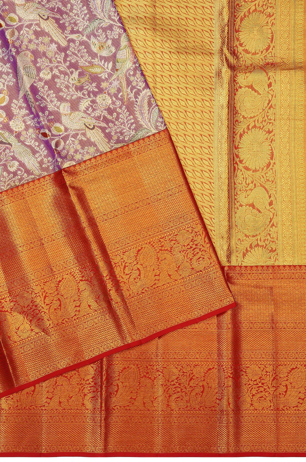 Taranga Kanchi Silk Tissue Brocade Violet Saree