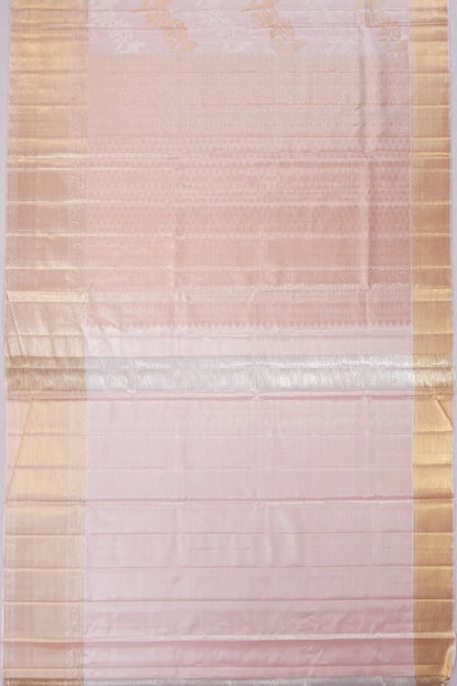 Kankatala Kanchipuram Silk Tissue Jaal Baby Pink Saree g2