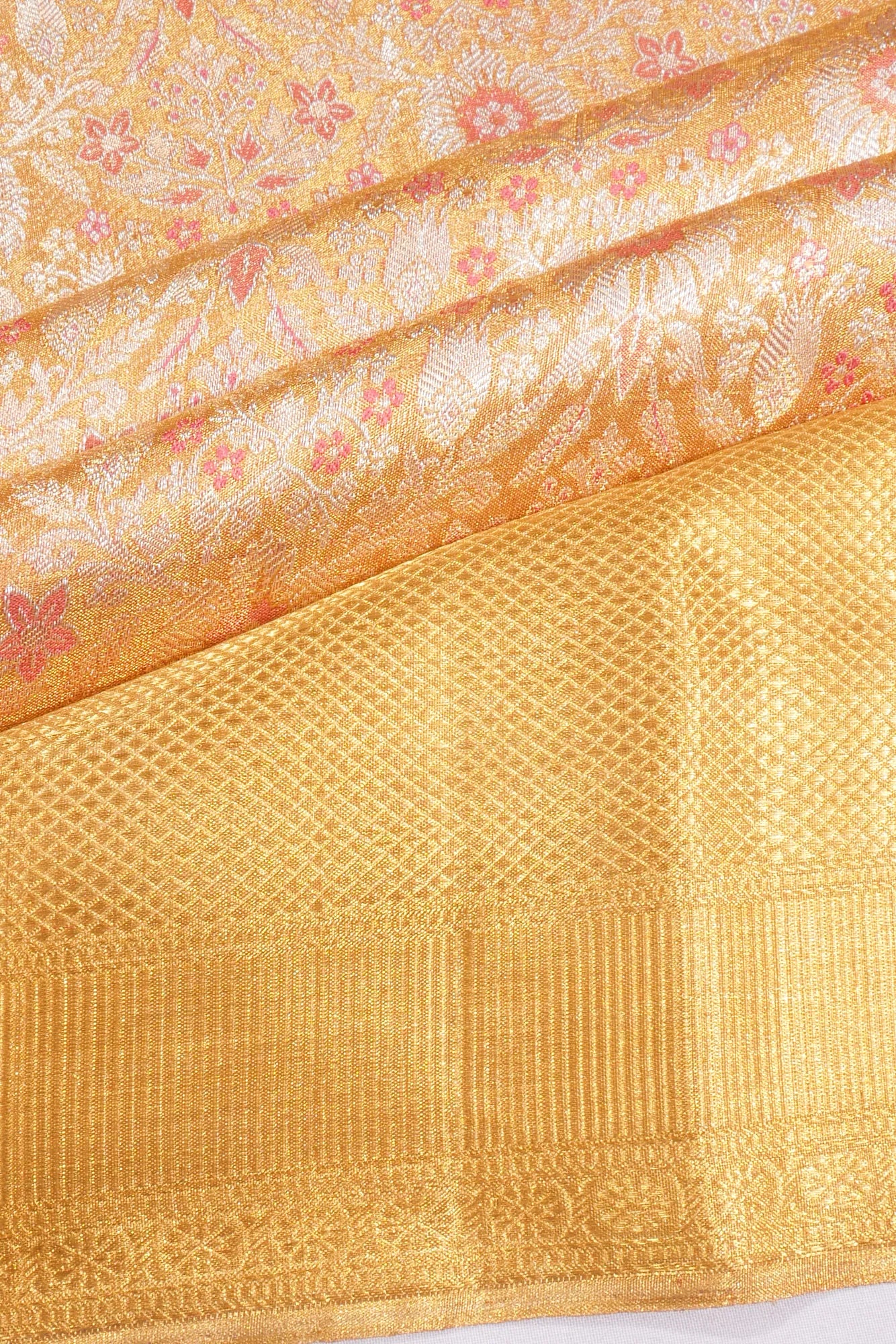 Kanchipuram Silk Tissue Brocade Gold Saree