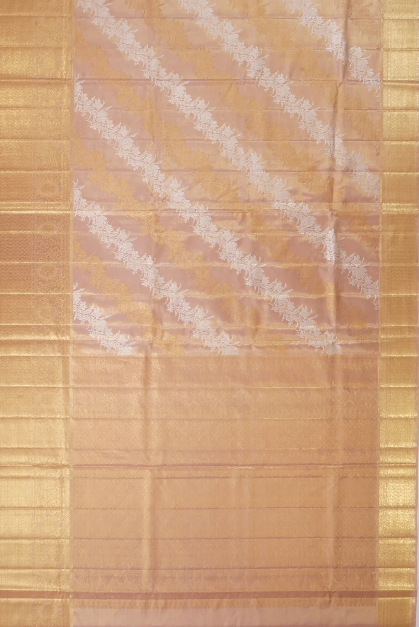 Kankatala Kanchipuram Silk Tissue Jaal Baby Pink Saree g2