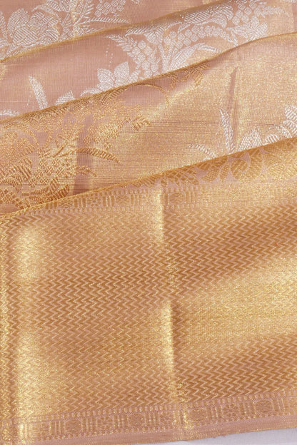 Kankatala Kanchipuram Silk Tissue Jaal Baby Pink Saree g2