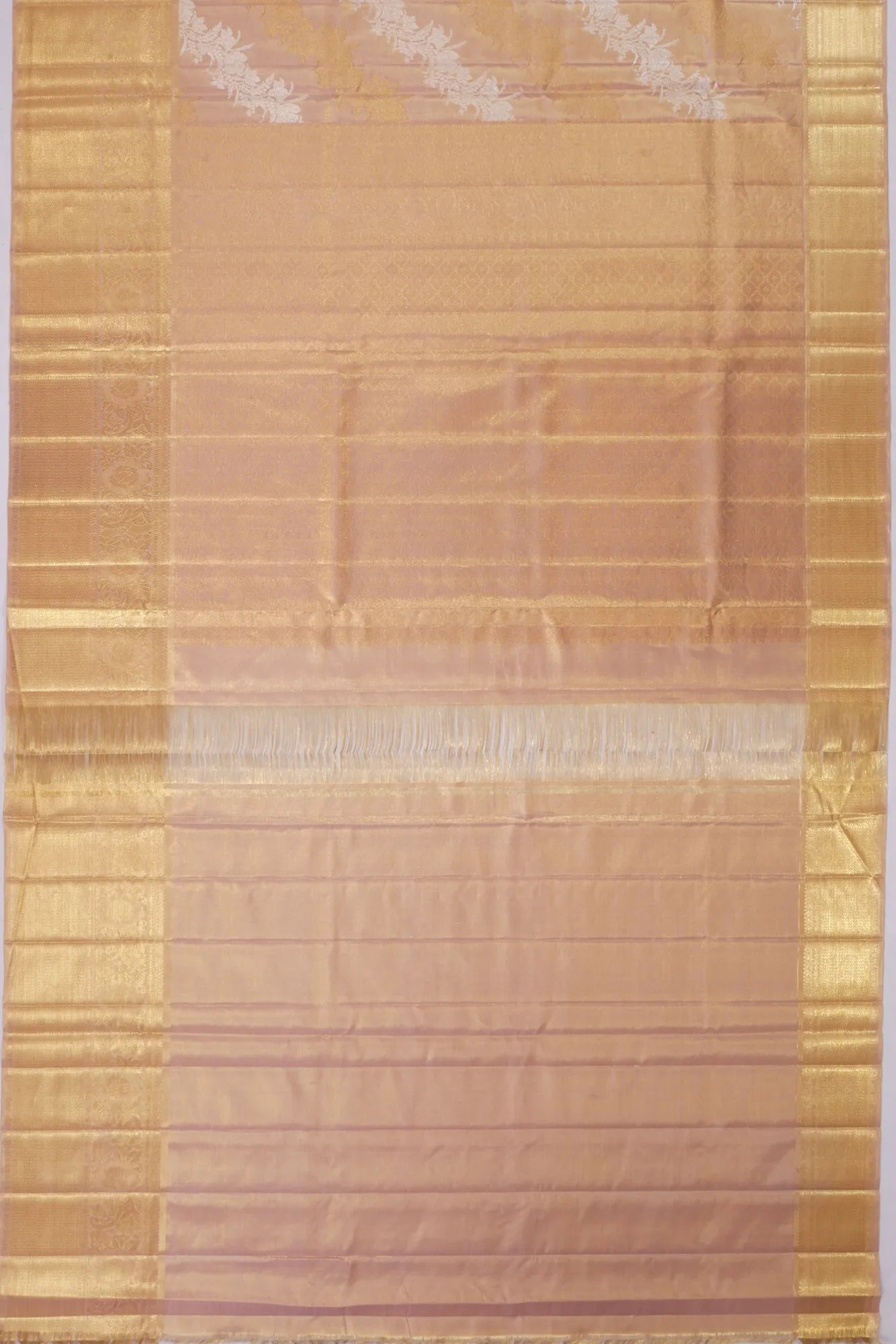 Kankatala Kanchipuram Silk Tissue Jaal Baby Pink Saree g2