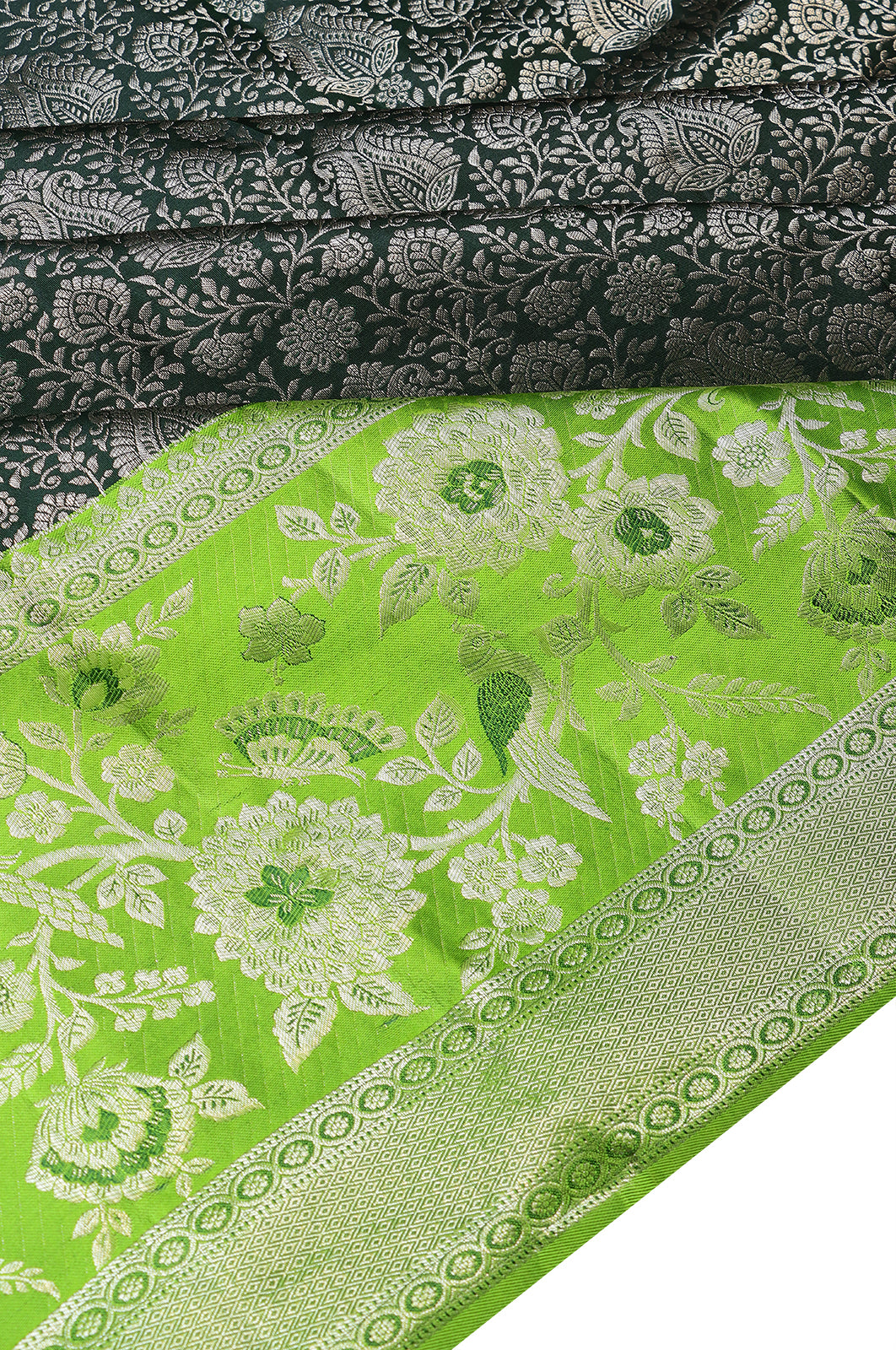 Taranga Kanchi Silk Brocade Bottle Green Saree