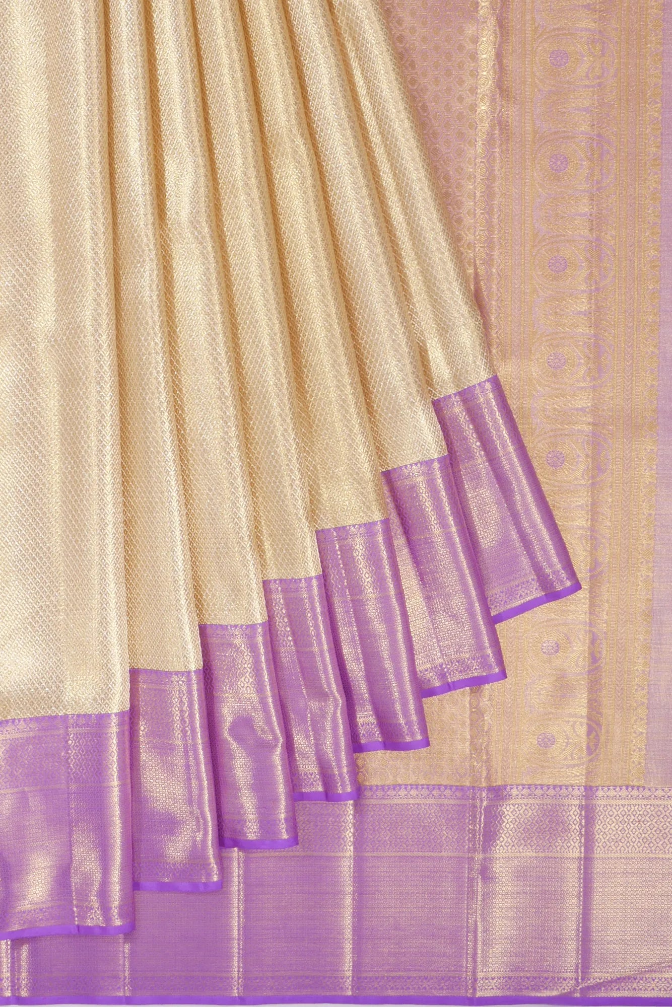 Kanchipuram Silk Tissue Brocade Gold Saree