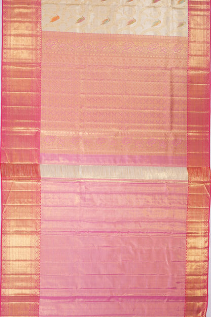 Kankatala Kanchipuram Silk Tissue Meenakari Jaal Gold Saree g2