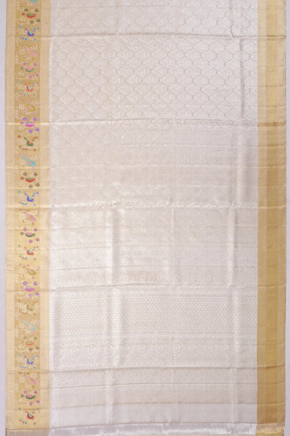 Kankatala Kanchipuram Silk Tissue Brocade Silver Saree g2