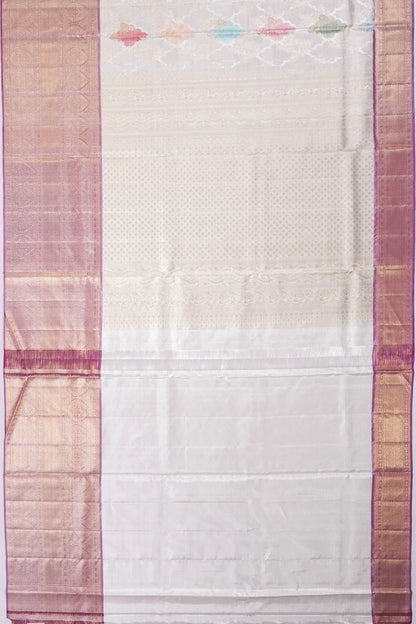 Kankatala Kanchipuram Silk Tissue Jaal Rangkat Silver Saree g2