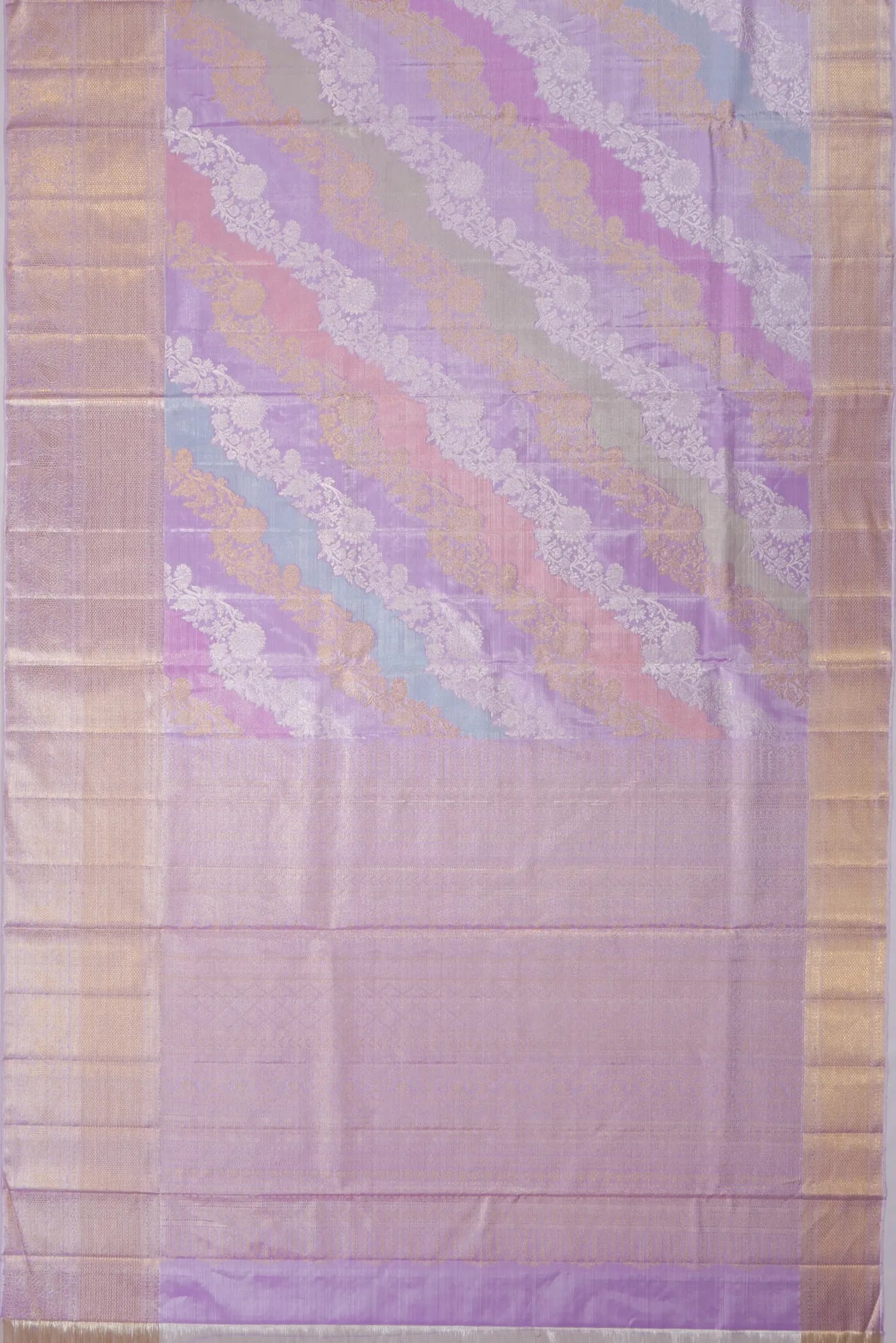 Kankatala Kanchipuram Silk Tissue Jaal Ragkat Lavender Saree g2
