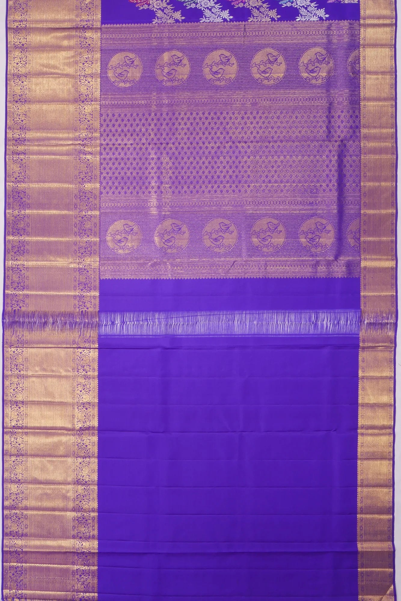 Kankatala Kanchipuram Silk Meenakari Jaal Royal Blue Saree g2