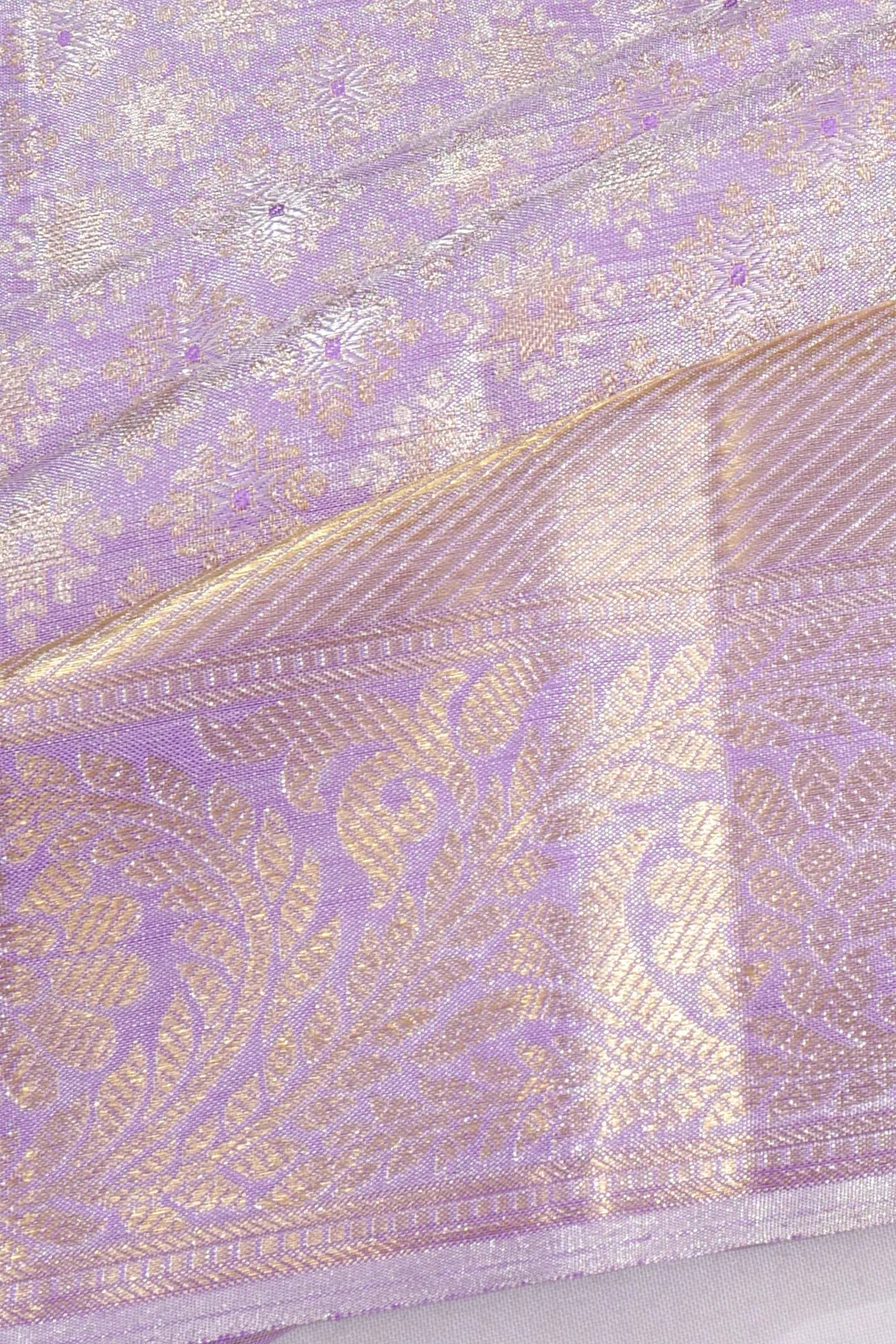 Kankatala Kanchipuram Silk Tissue Brocade Lavender Saree g2