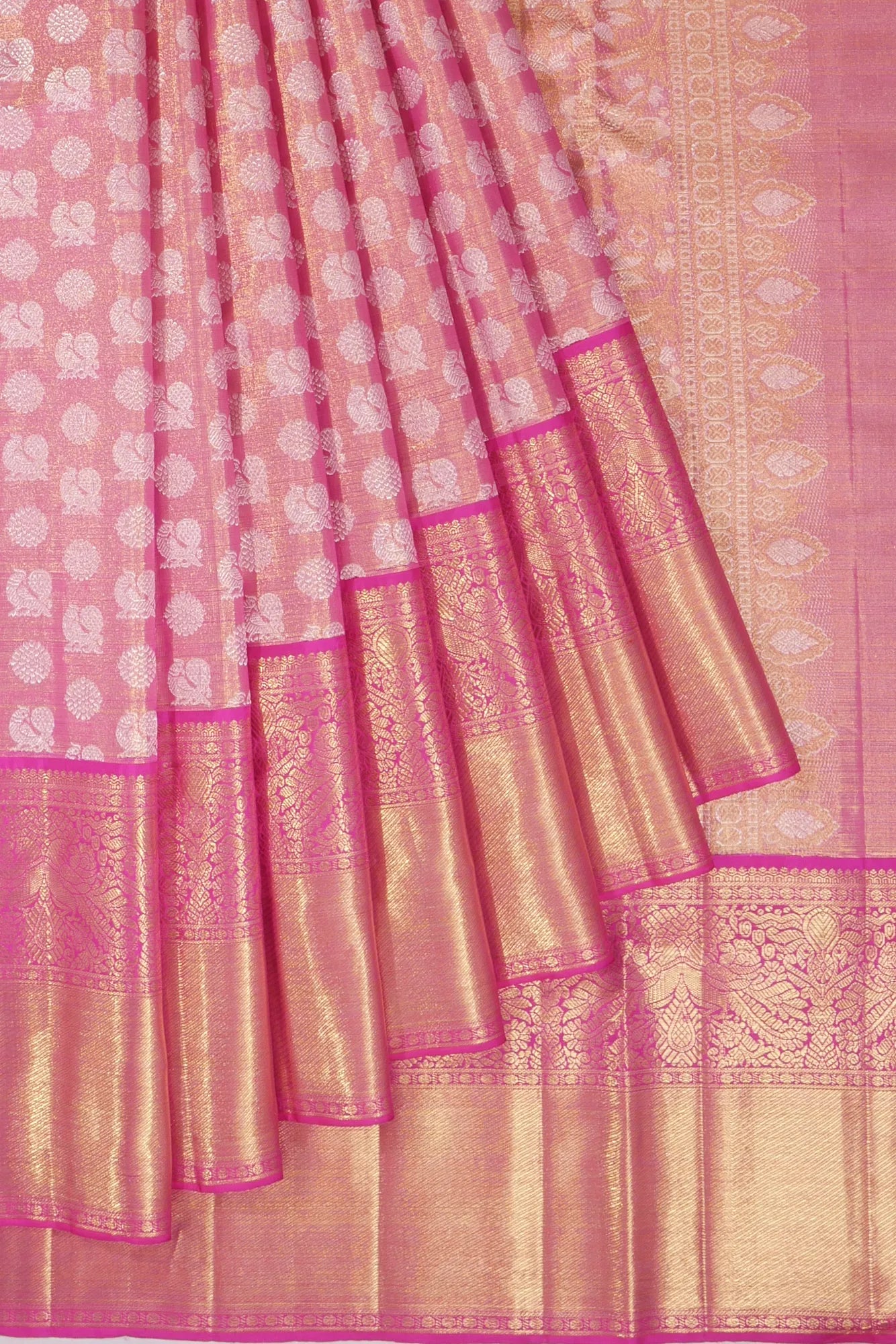 Kanchipuram Silk Tissue Butta Pink Saree