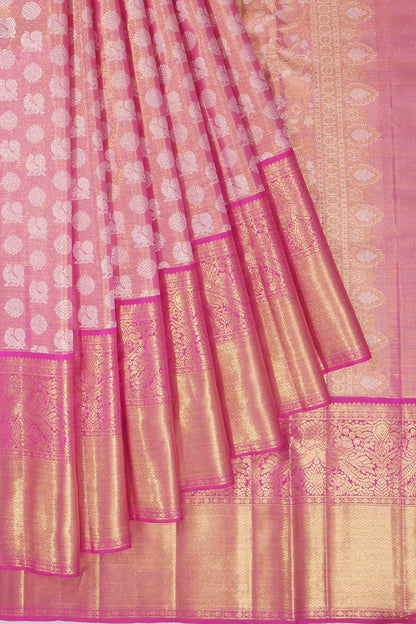 Kankatala Kanchipuram Silk Tissue Butta Pink Saree g2