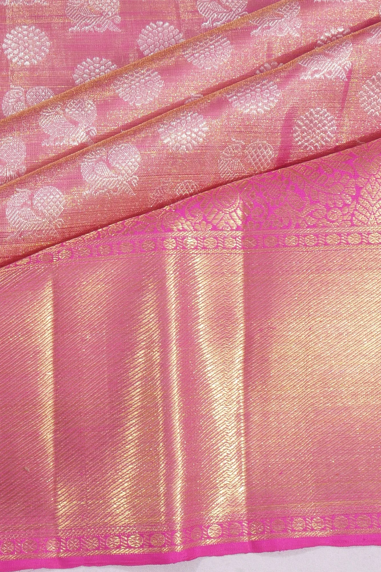 Kanchipuram Silk Tissue Butta Pink Saree