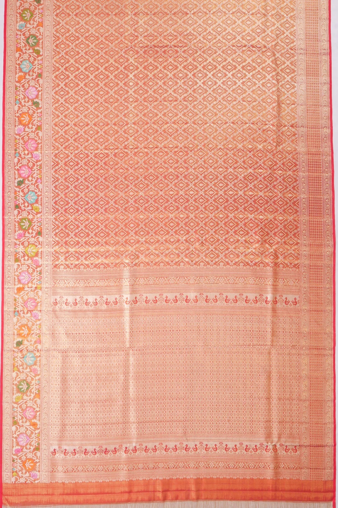 Kankatala Kanchipuram Silk Tissue Brocade Orange Saree g2