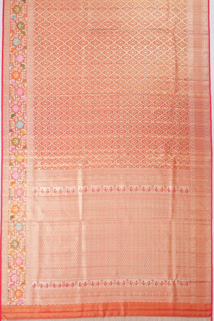 Kankatala Kanchipuram Silk Tissue Brocade Orange Saree g2