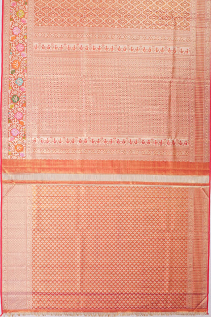 Kankatala Kanchipuram Silk Tissue Brocade Orange Saree g2