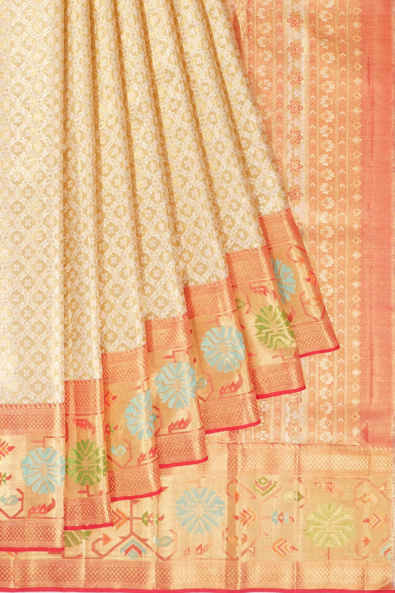 Kankatala Kanchipuram Silk Tissue Brocade Gold Saree g2