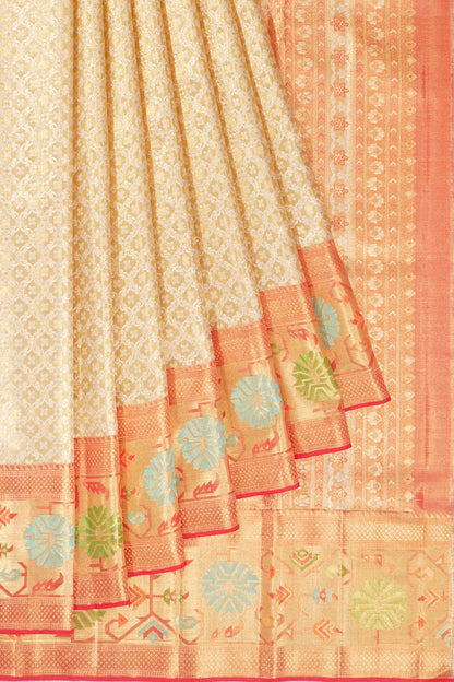 Kankatala Kanchipuram Silk Tissue Brocade Gold Saree g2