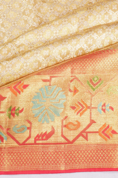Kankatala Kanchipuram Silk Tissue Brocade Gold Saree g2