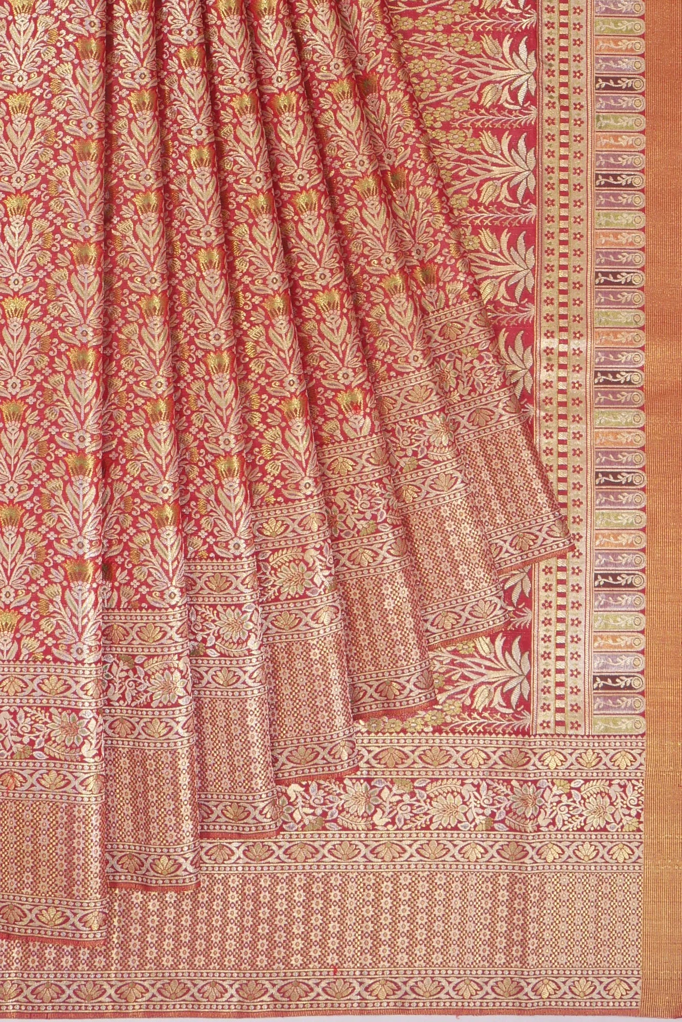 Kanchipuram Silk Tissue Brocade Pink Saree