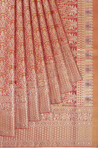 Kankatala Kanchipuram Silk Tissue Brocade Pink Saree g2