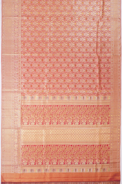 Kankatala Kanchipuram Silk Tissue Brocade Pink Saree g2