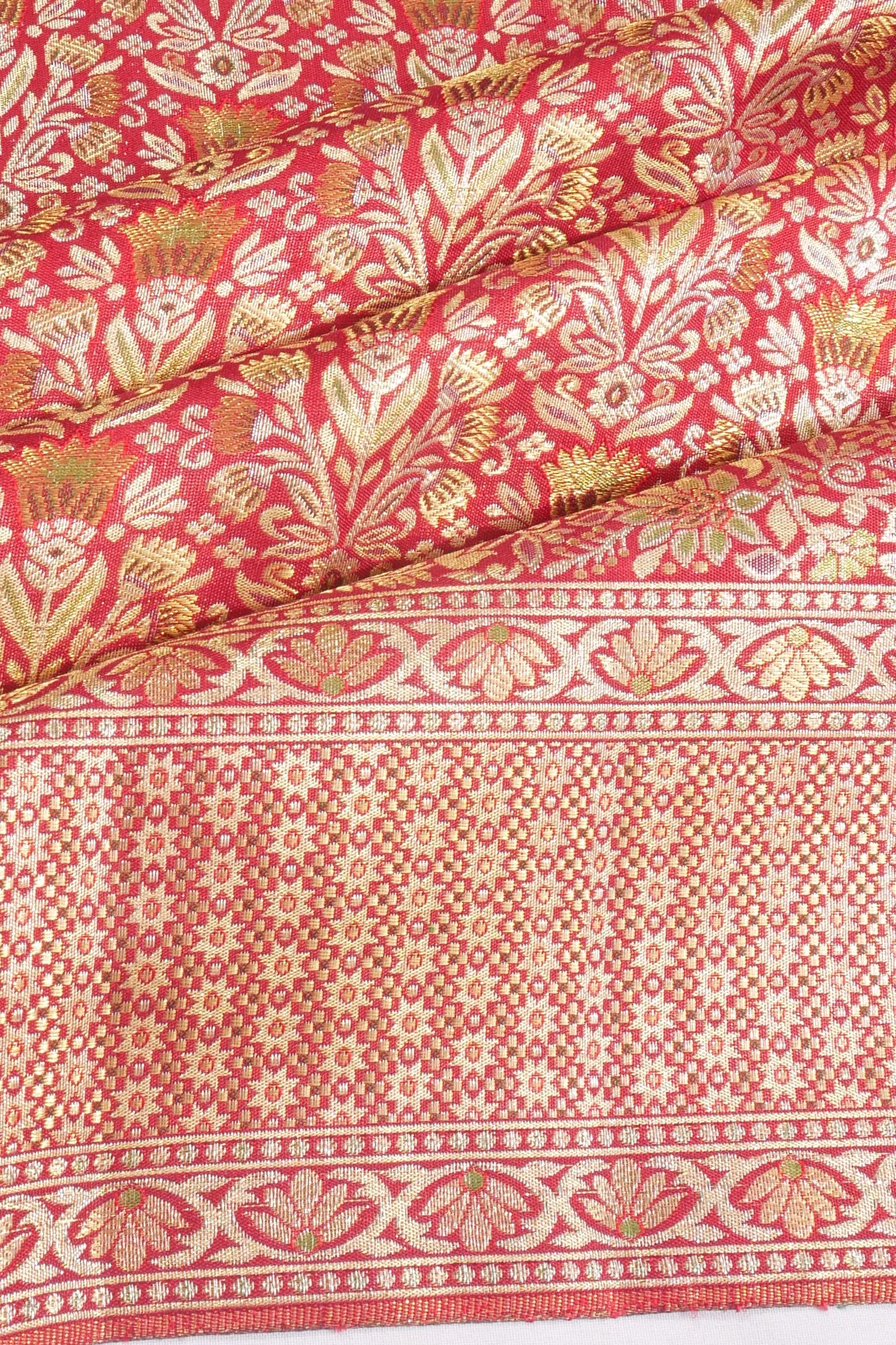 Kanchipuram Silk Tissue Brocade Pink Saree