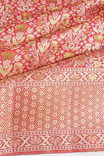 Kankatala Kanchipuram Silk Tissue Brocade Pink Saree g2