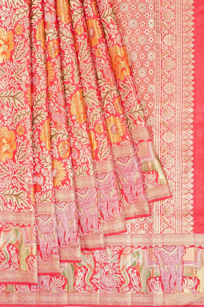 Kankatala Kanchipuram Silk Tissue Brocade Red Saree g2